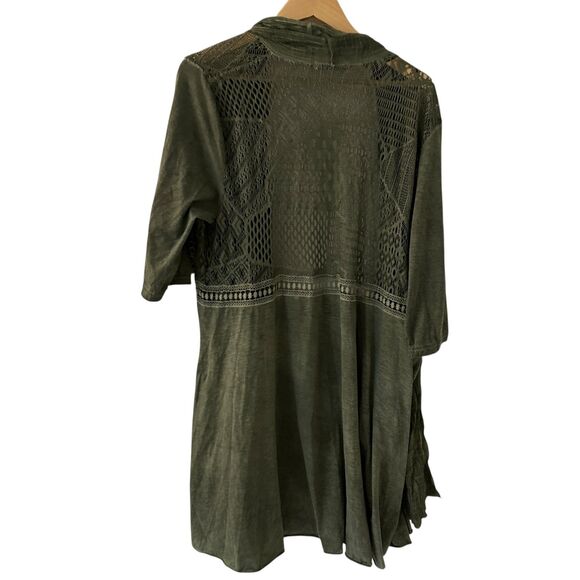 Simply Couture Green Lace Open Long Cardigan Swim Coverup Size 2X - Picture 2 of 6